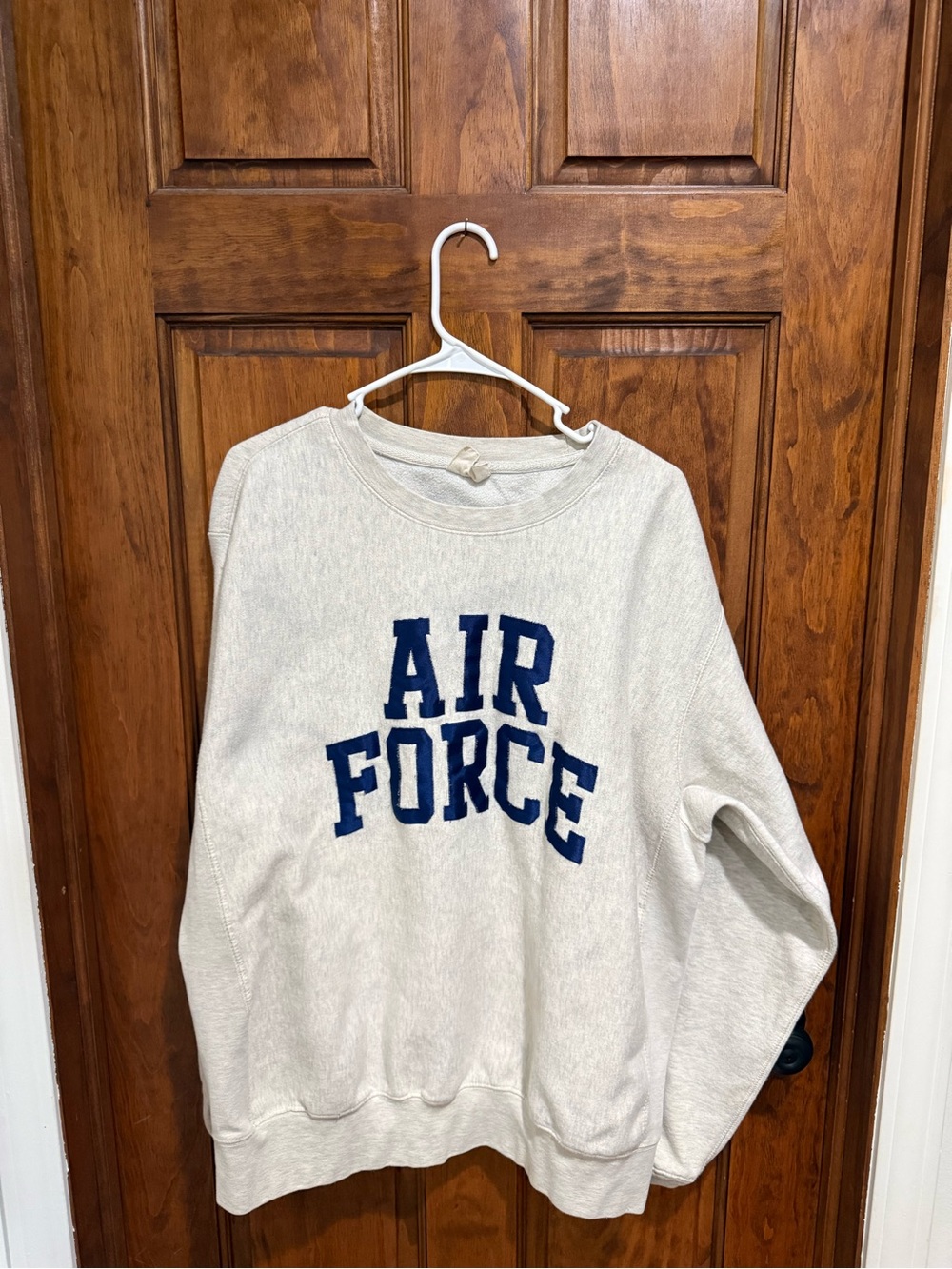 MV Sport Off-White Crewneck Sweatshirt with Navy Appliqué